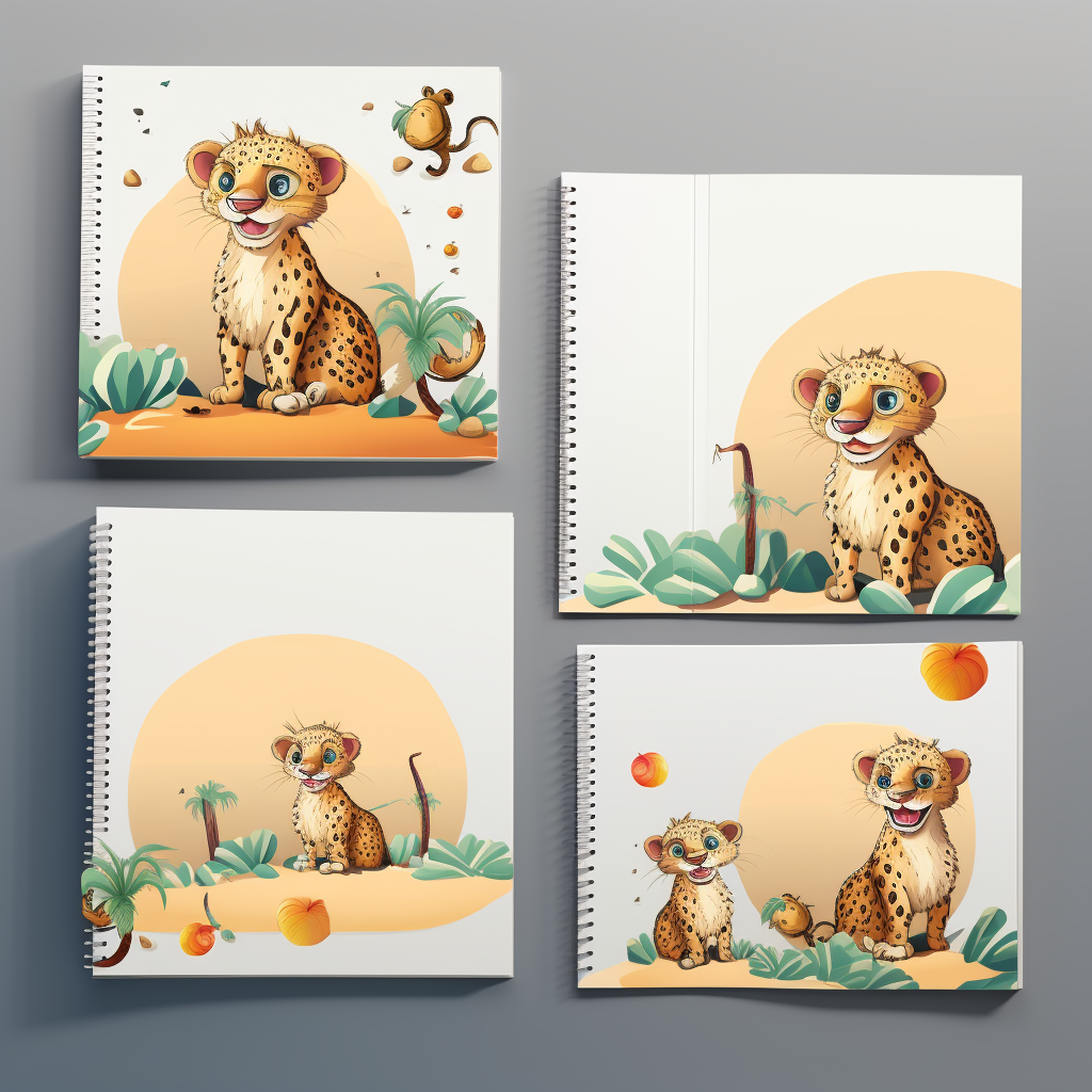 Cartoon cheetah stationery designs