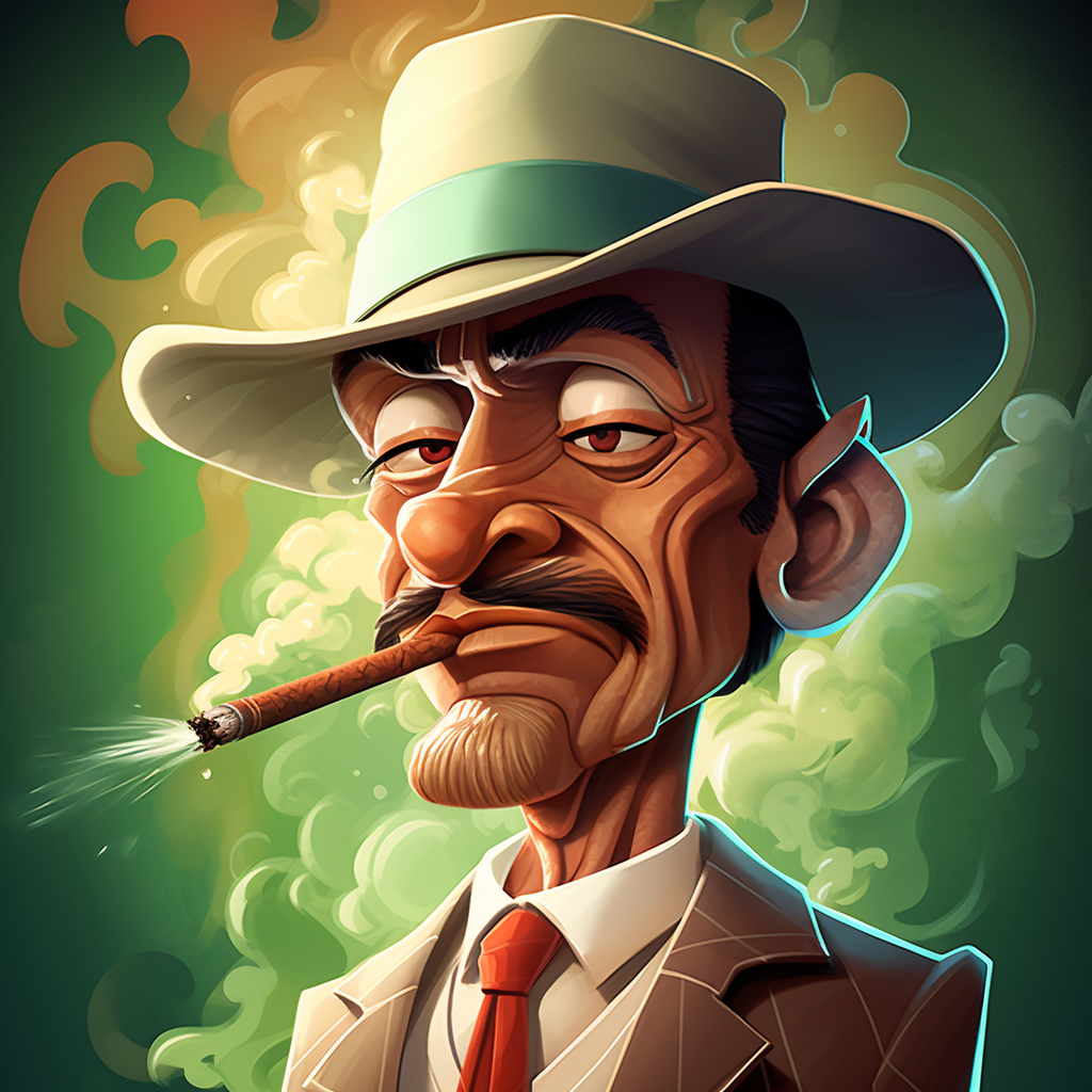 Fun cartoon cigar smoking