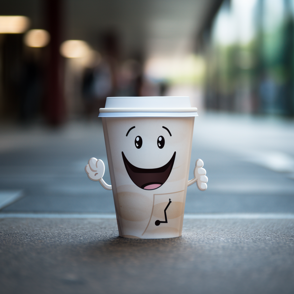 Smiling Cartoon Coffee Cup Walking