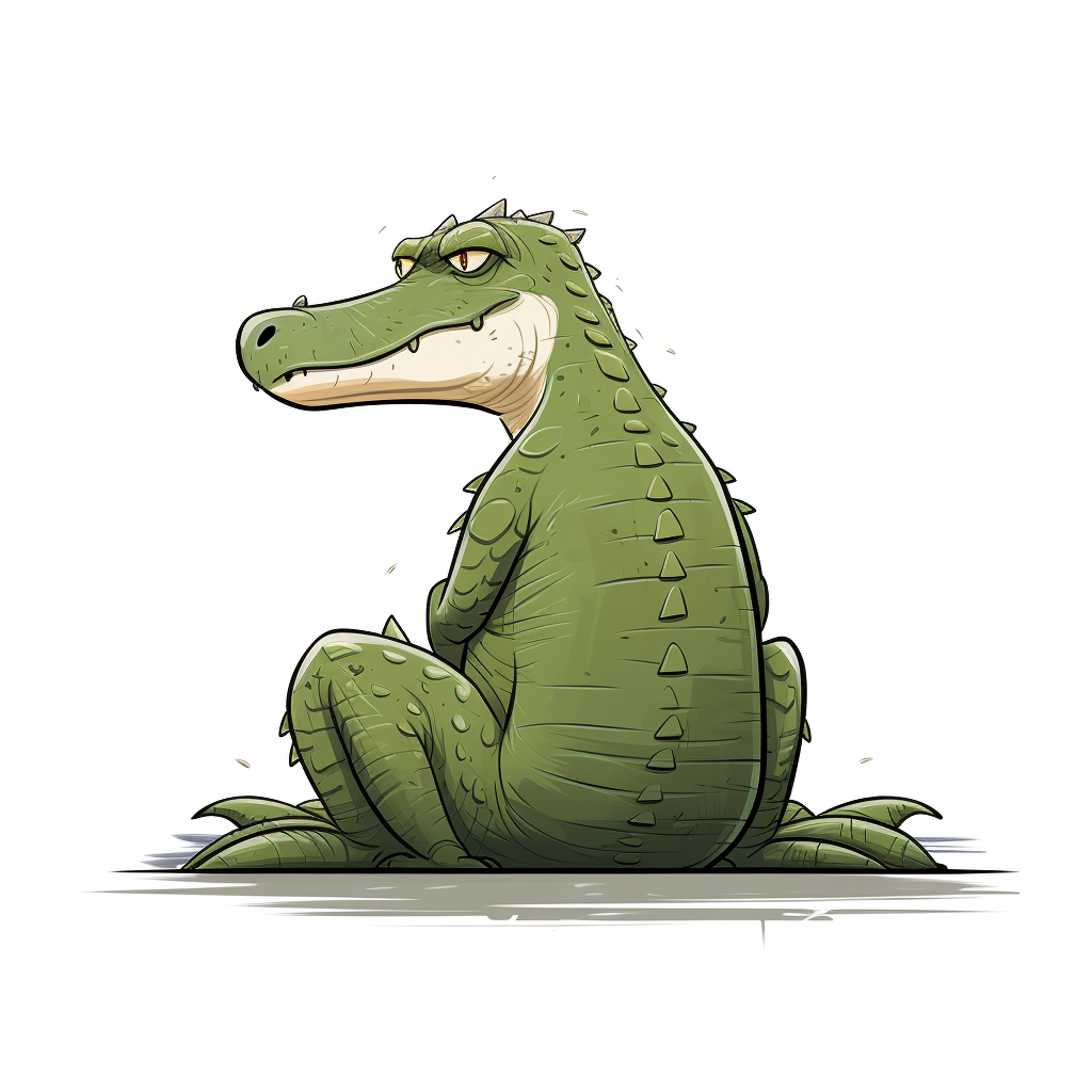 Cartoon crocodile sitting from behind