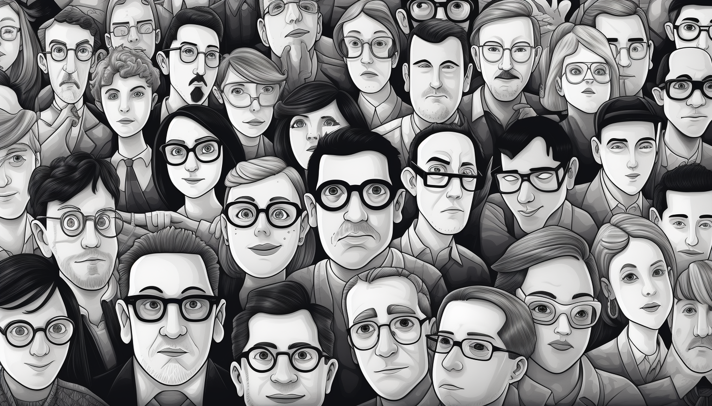 Crowd with Glasses Cartoon Design