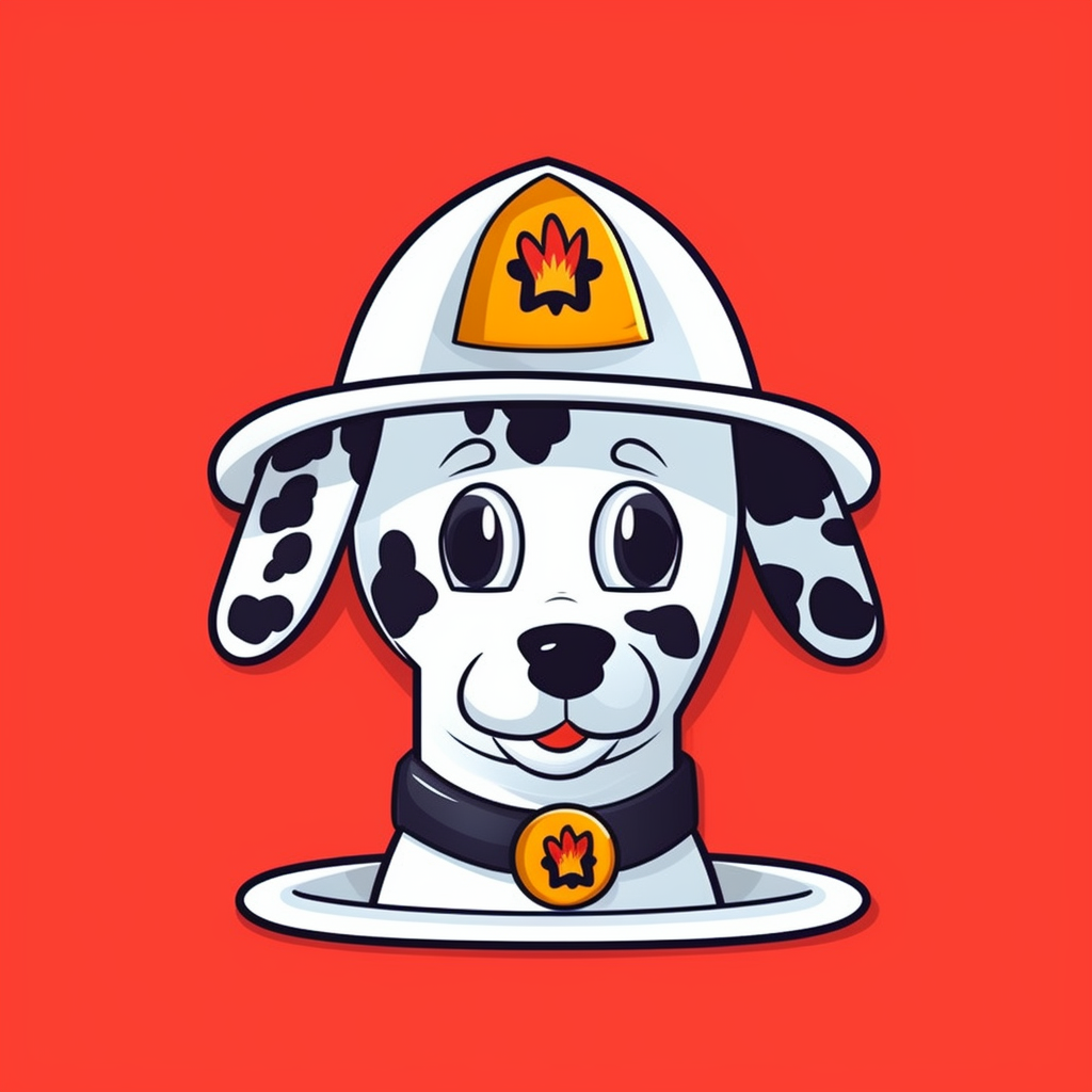 Cartoon Dalmation in Firehat Vector