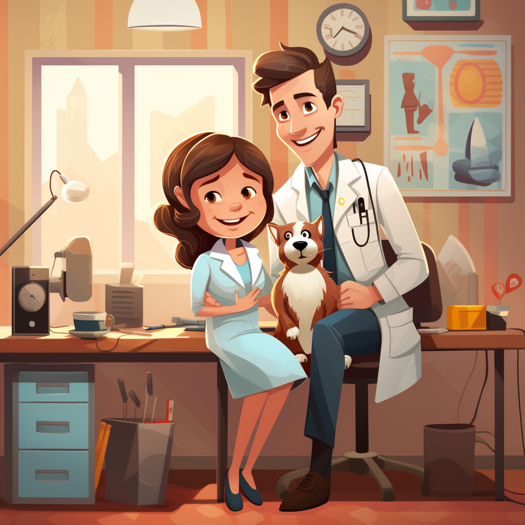 Cute cartoon doctors office illustration