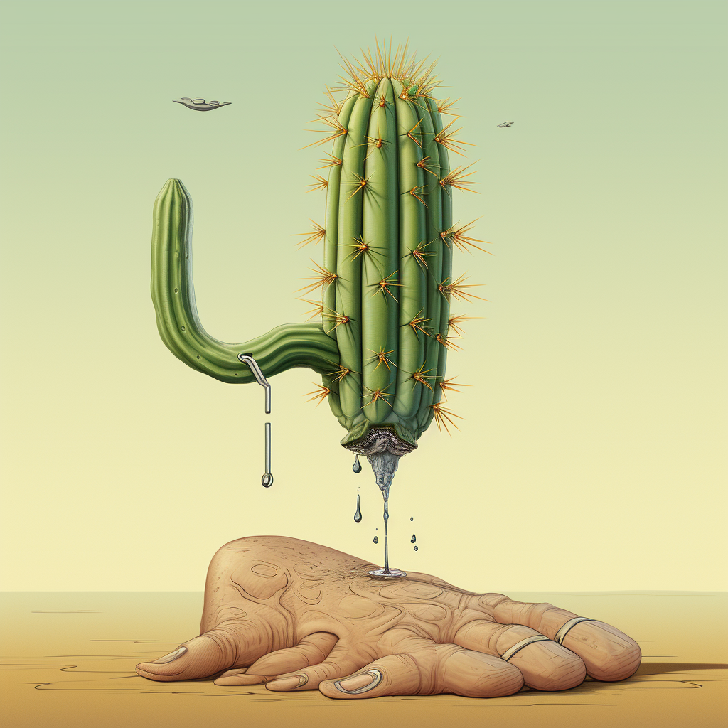 Cartoon foot with cactus needle