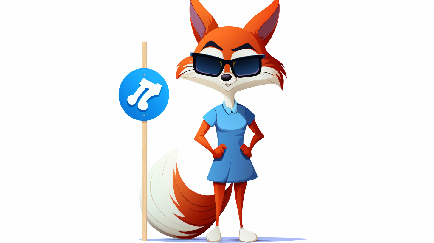 Minimalistic cartoon fox girl with stop sign