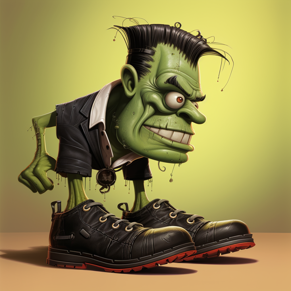 Cartoon Frankenstien with Black Shoes