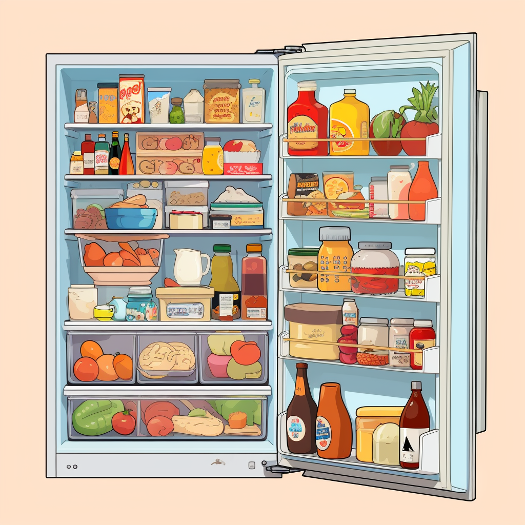 Cartoon fridge checklist illustration