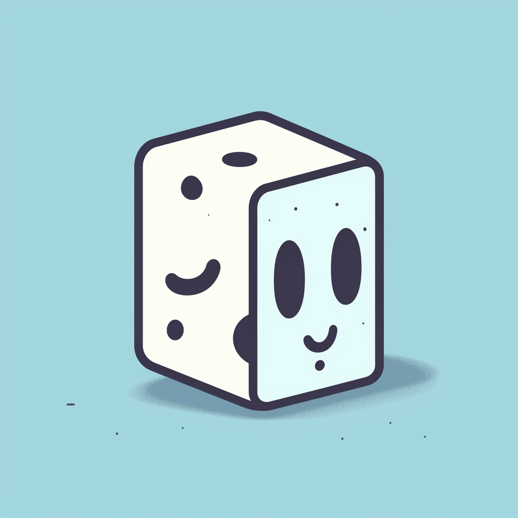 Minimal linework cube logo with cartoon ghost