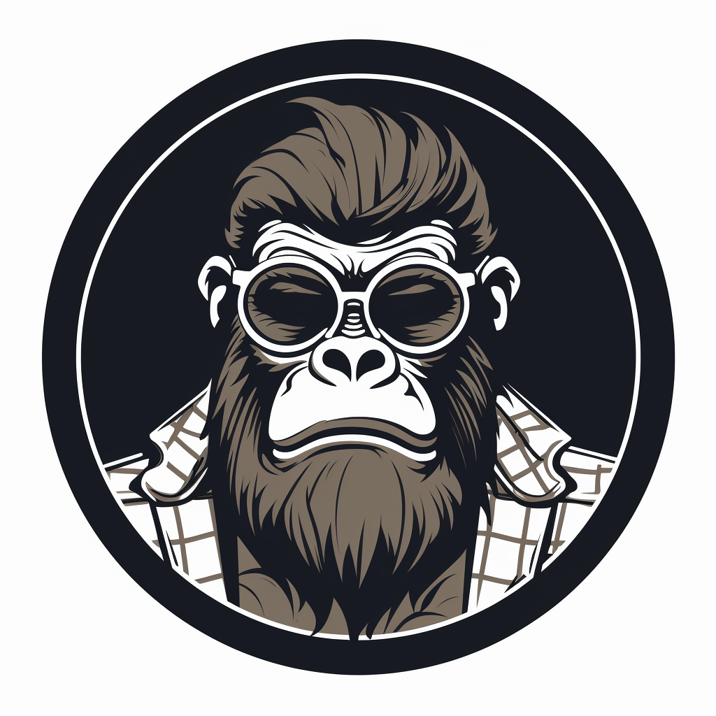 Cartoon gorilla head wearing glasses