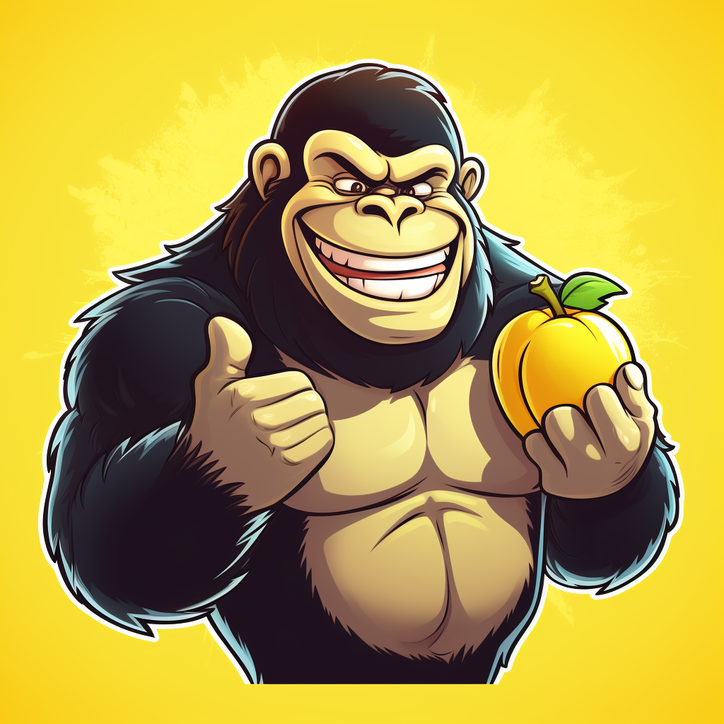 Cartoon gorilla holding banana