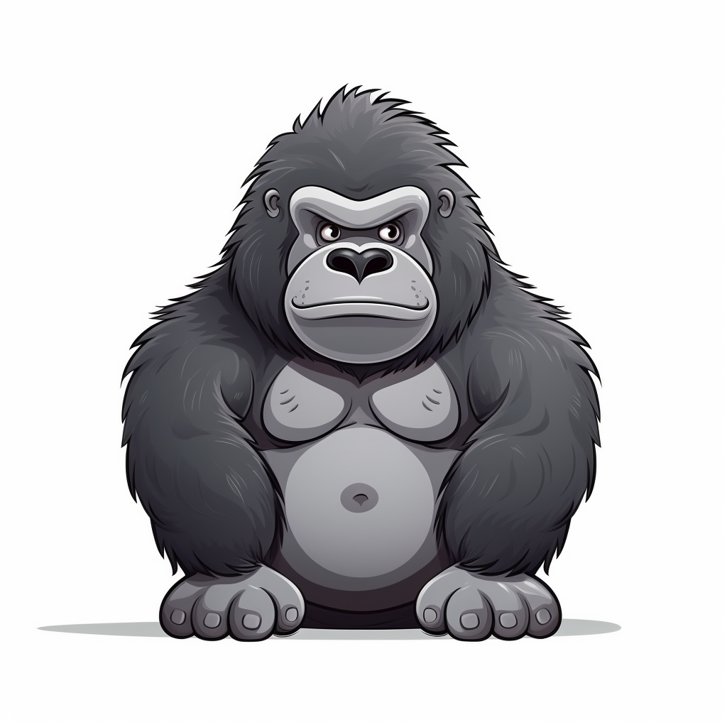 Cute cartoon gorilla on white background