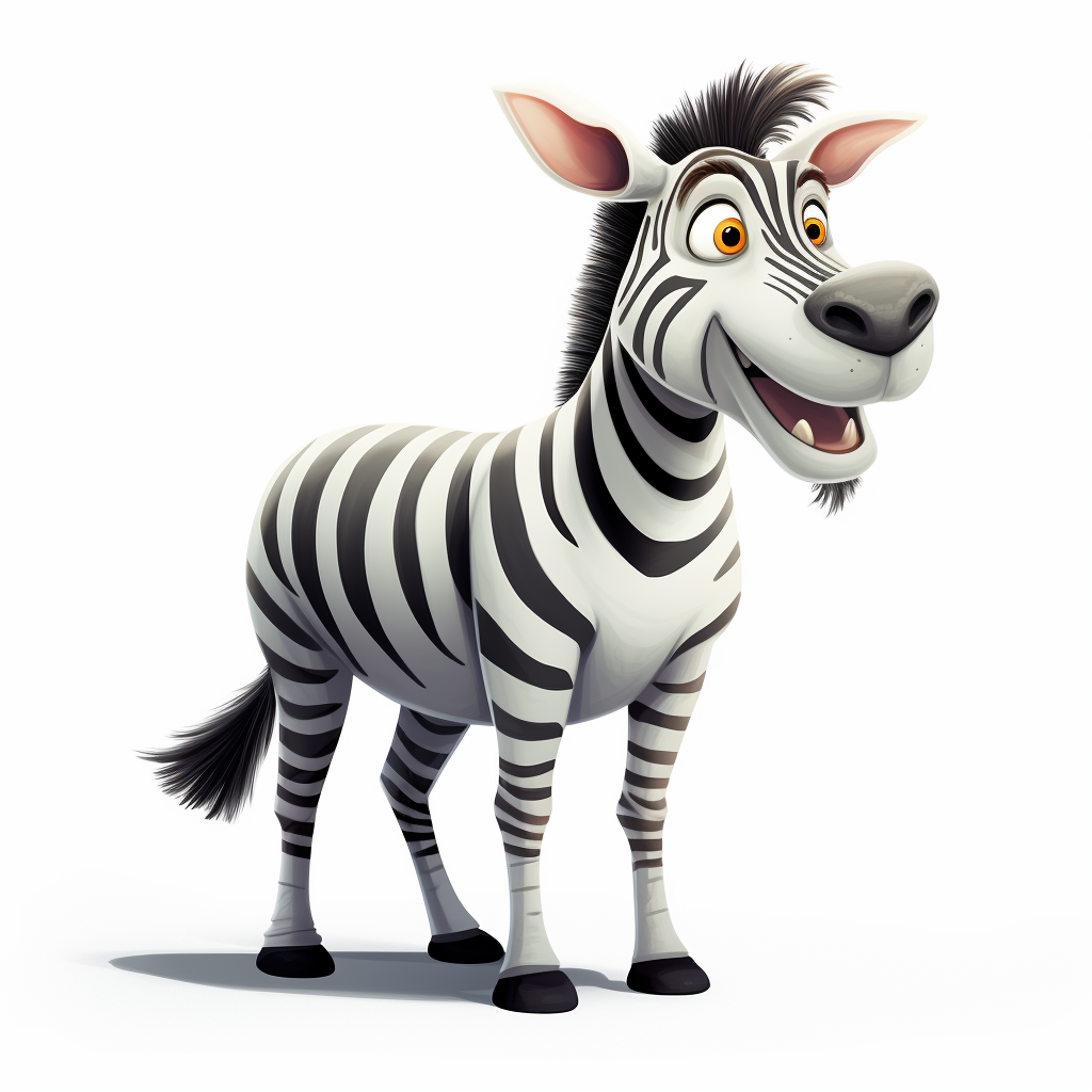 Cute cartoon zebra on white