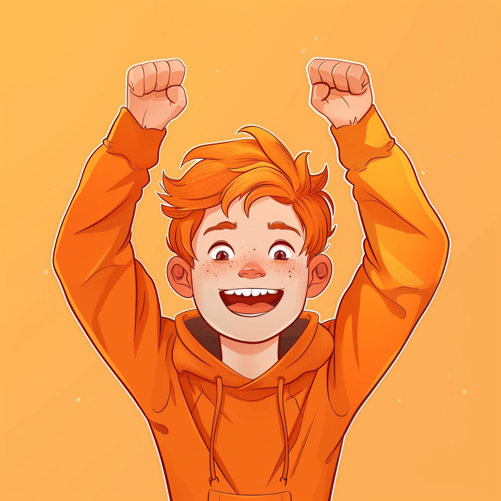 Cartoon kid with orange hair