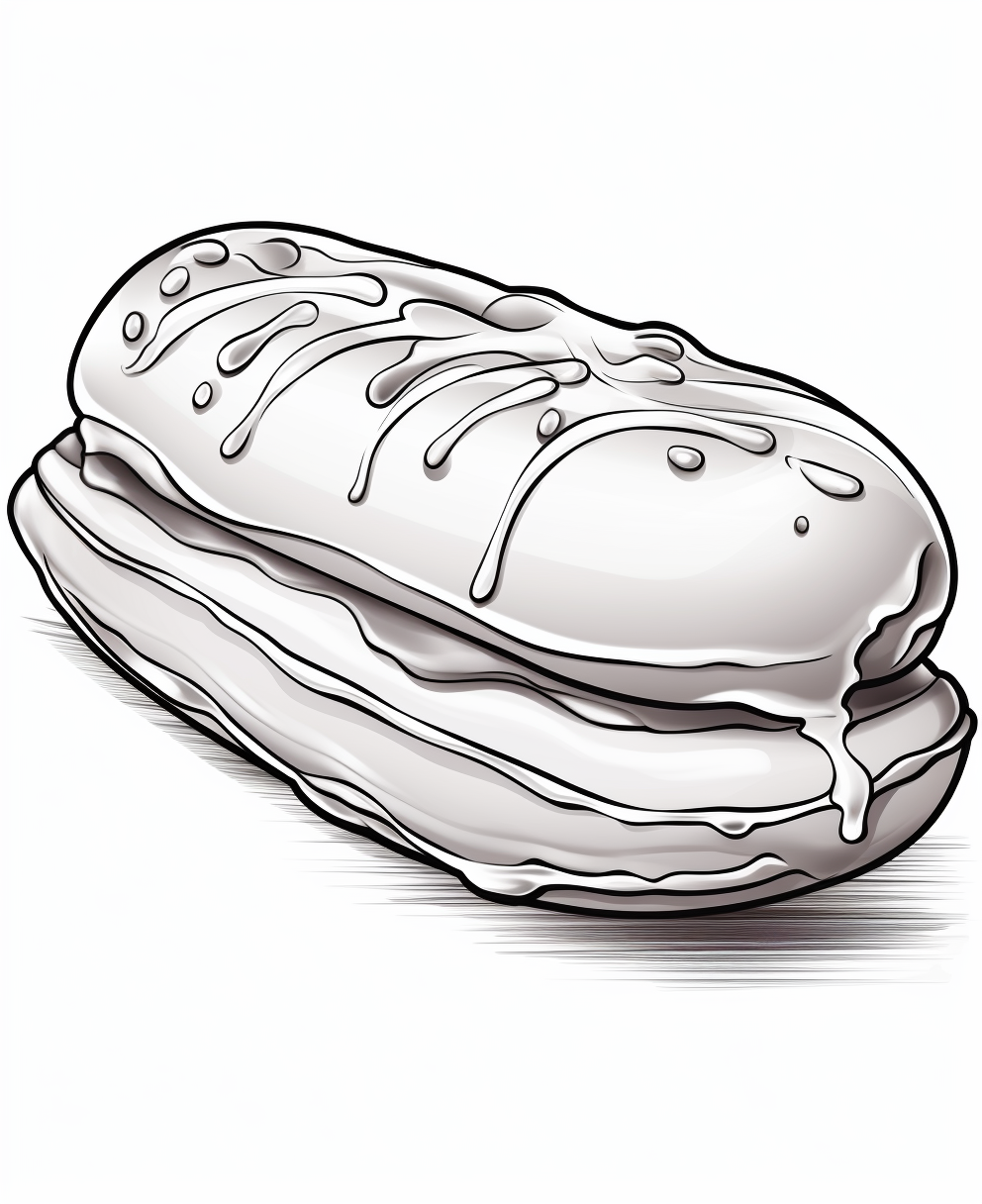 Cartoon style eclair coloring page