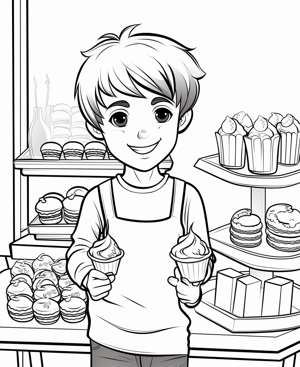 Cartoon kids coloring page image