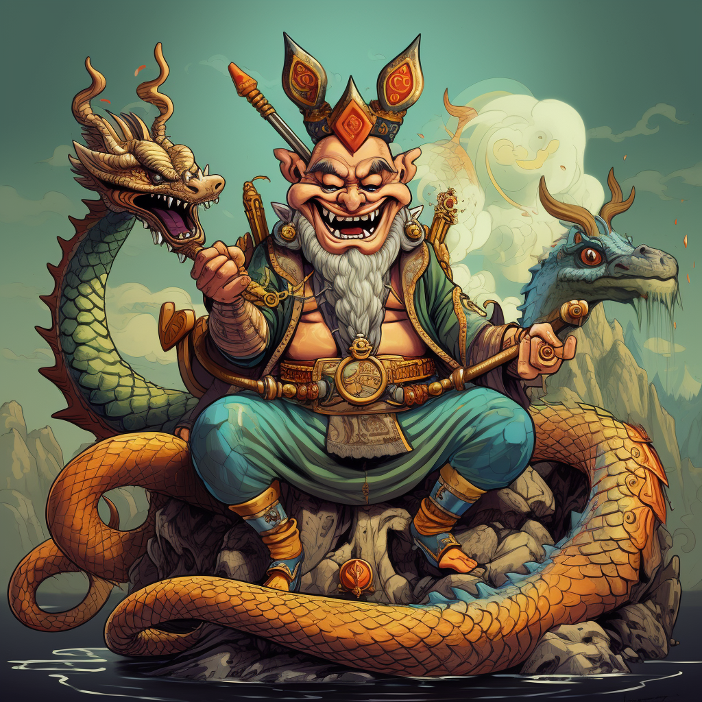 Funny cartoon of king naga