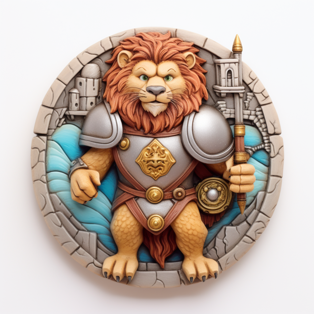 Cartoon Lion with Regal Shield