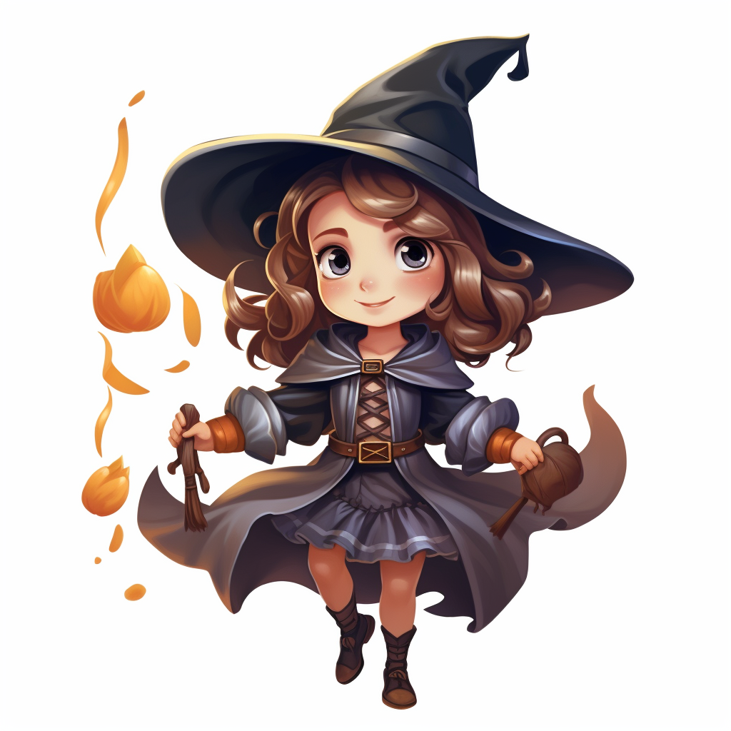 Cute little witch in game art style