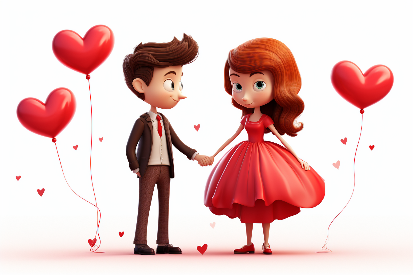 Cartoon love on white background