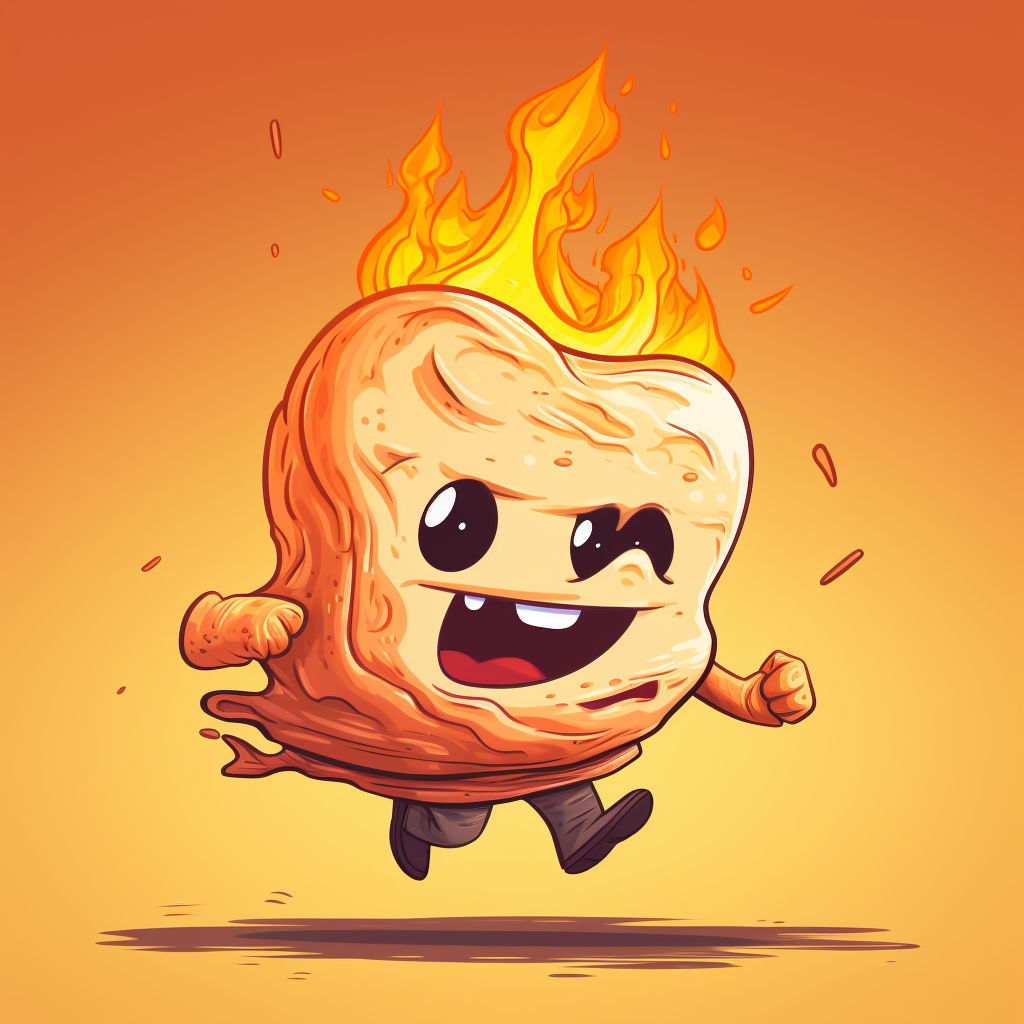 Cartoon Marshmallow Running from Flame