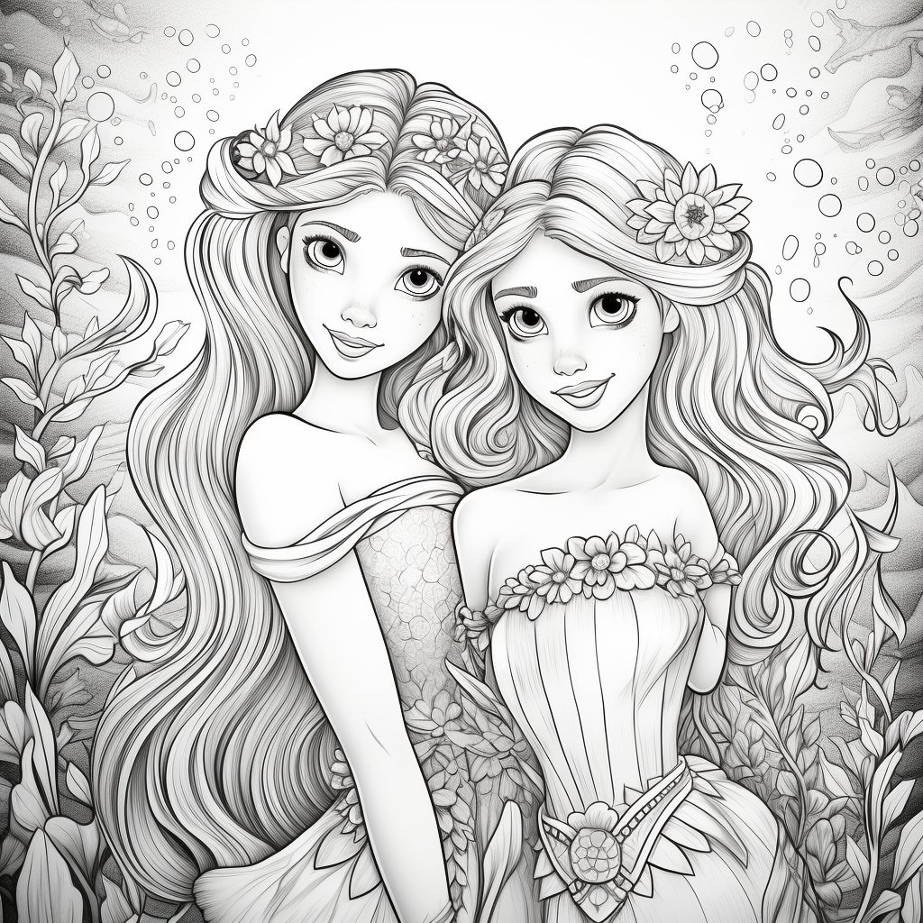 Cute Cartoon Mermaid Coloring Page