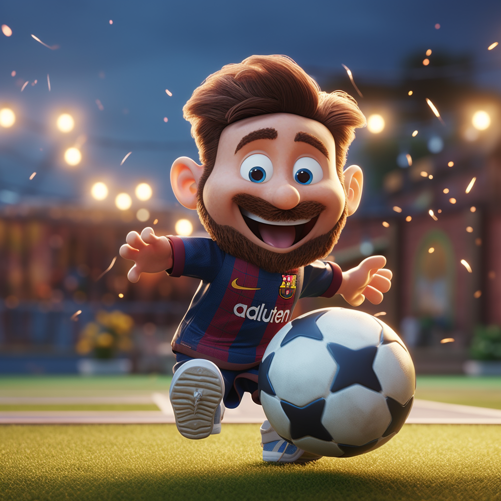 Messi kicking a ball cartoon