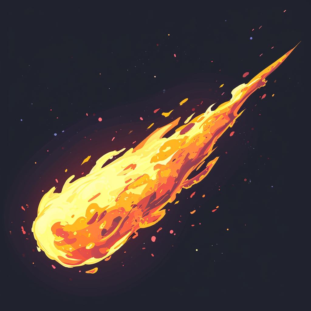 cartoon miniature fireball traveling image