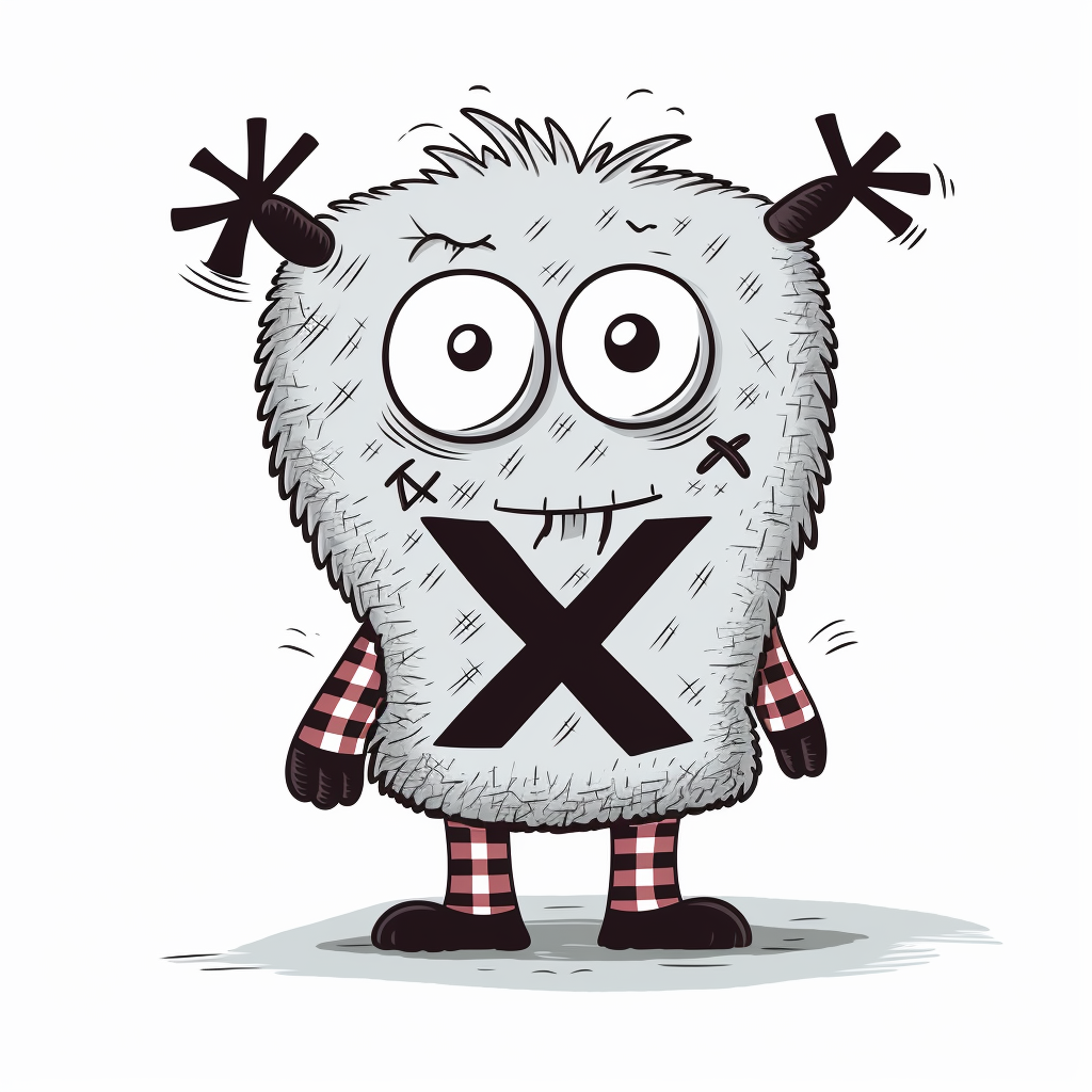 Cartoon monster with X shirt