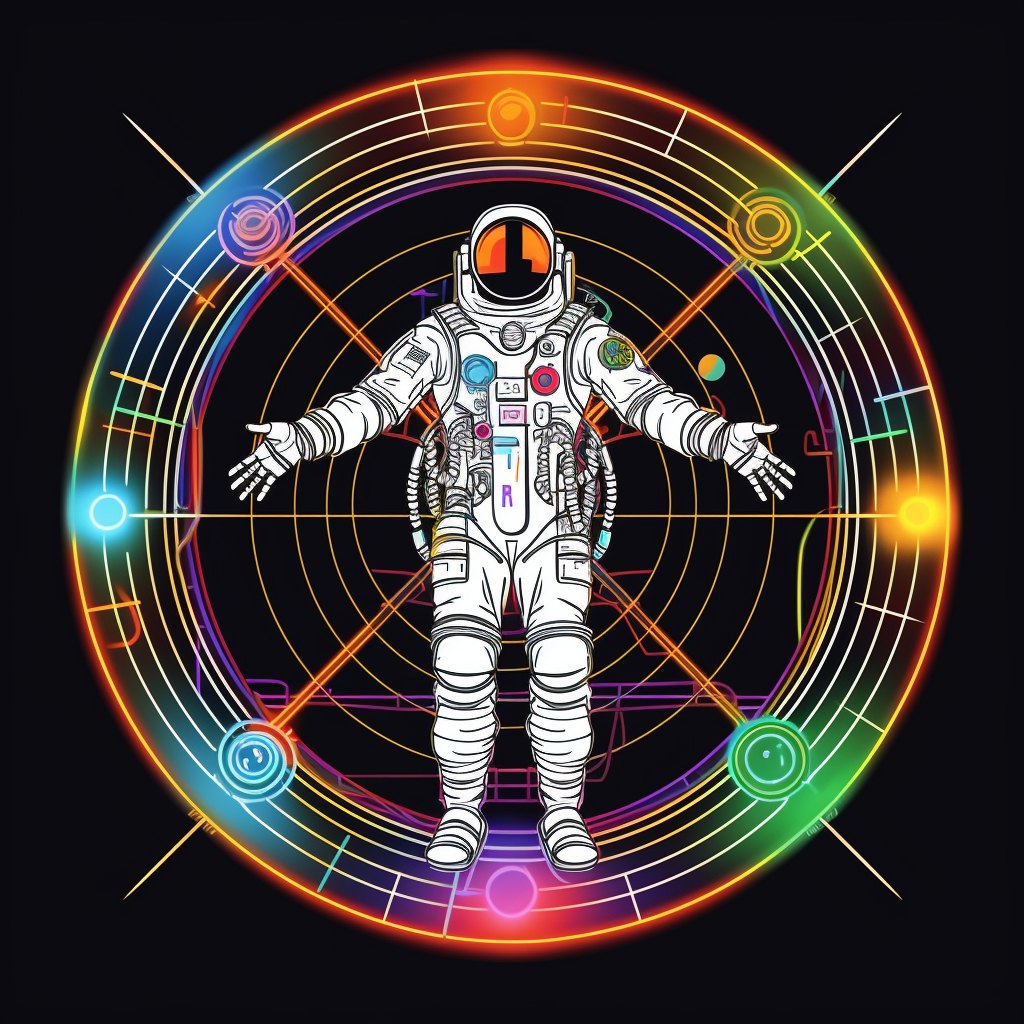 Cartoon NASA Astronaut in Vitruvian Man Style