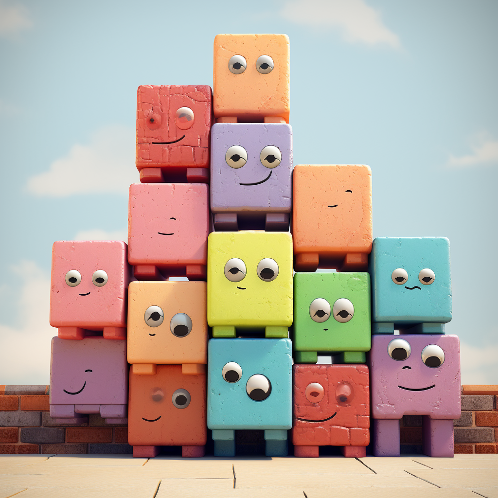 Colorful Brick Octopus Cartoon Characters