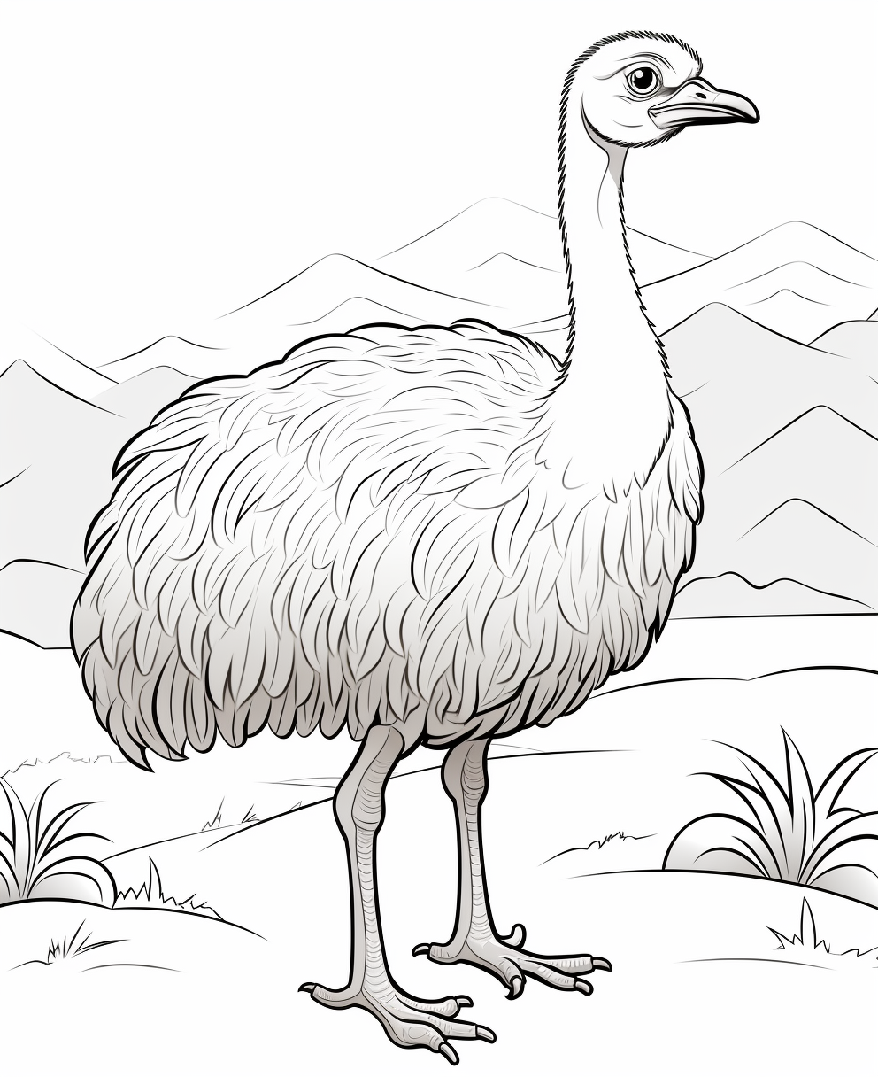 Cartoon ostrich coloring page