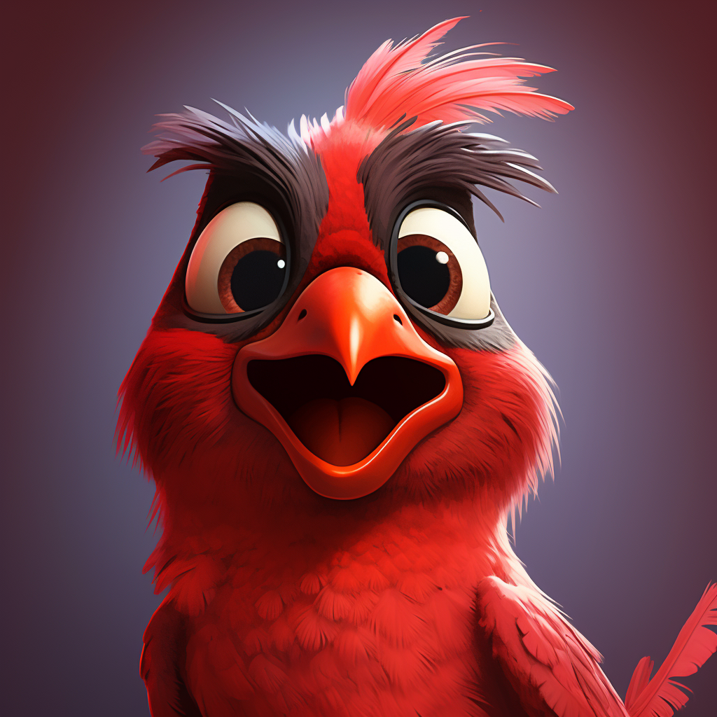 Pixar styled cartoon cardinal