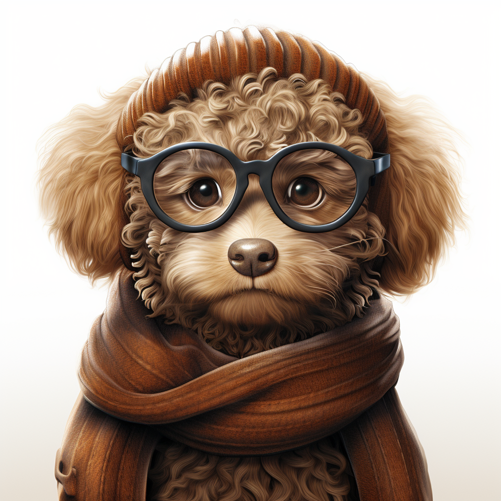 Cute cartoon poodle with winter accessories