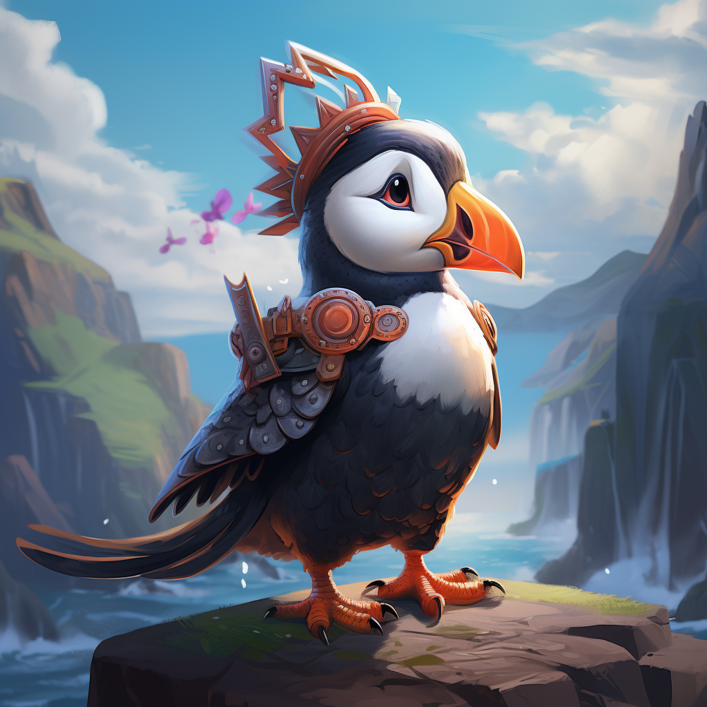 Cartoon Puffin Princess Illustration