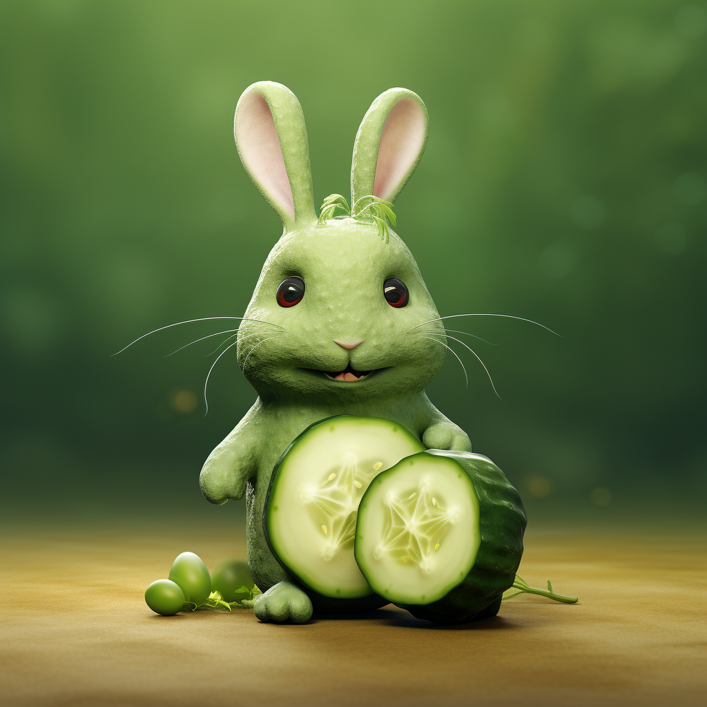 Cute cartoon rabbit with cucumber legs