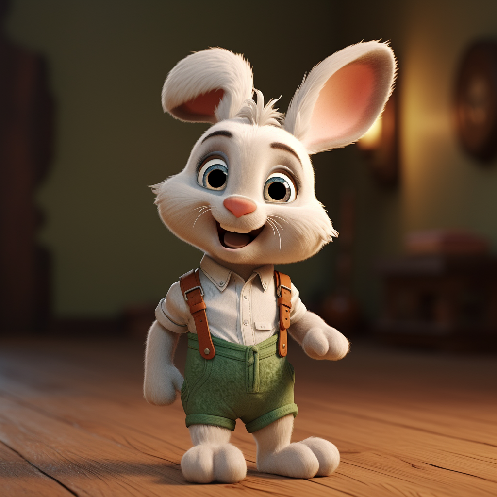 Cartoon rabbit with realistic light and shadow