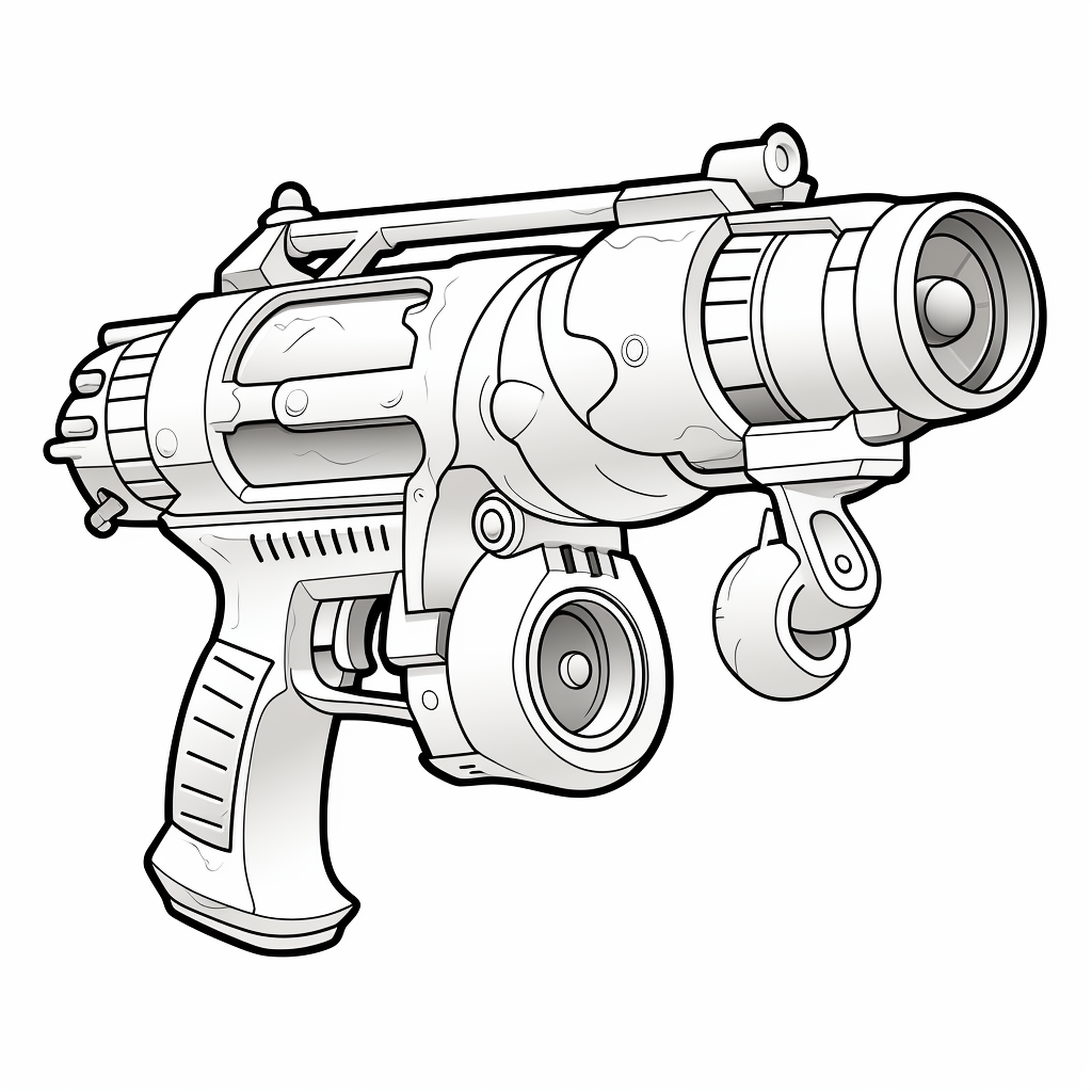 Cartoon Rounded Raygun Coloring Sheet