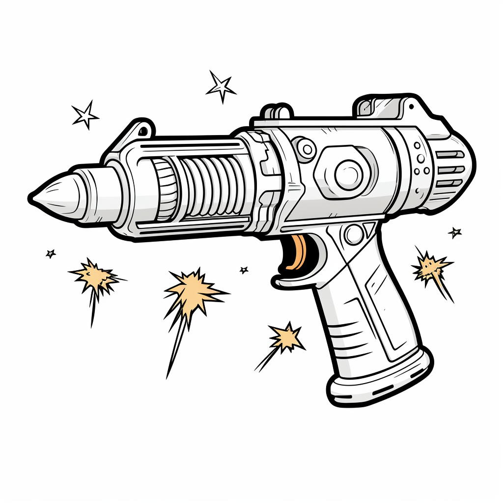 Cartoon Raygun Laser Coloring Sheet