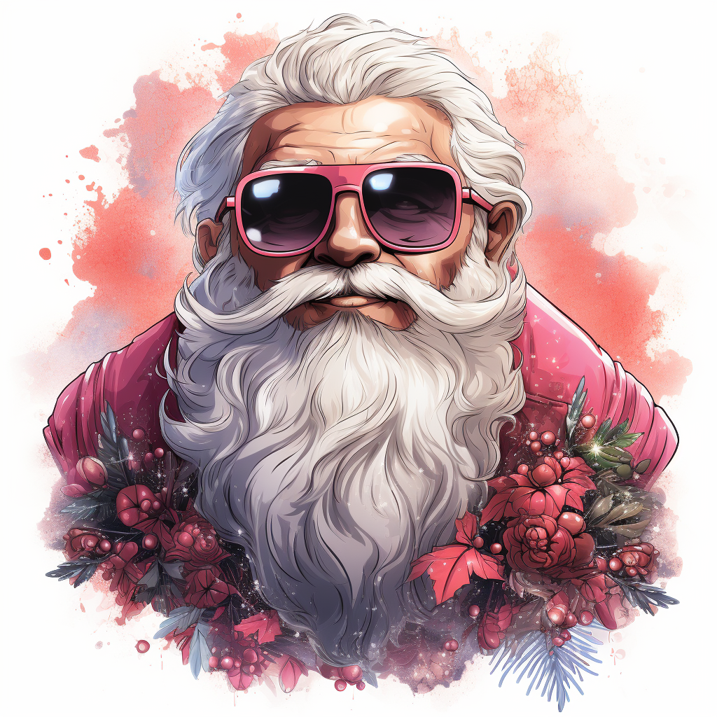 Cartoon Santa with Sunglasses