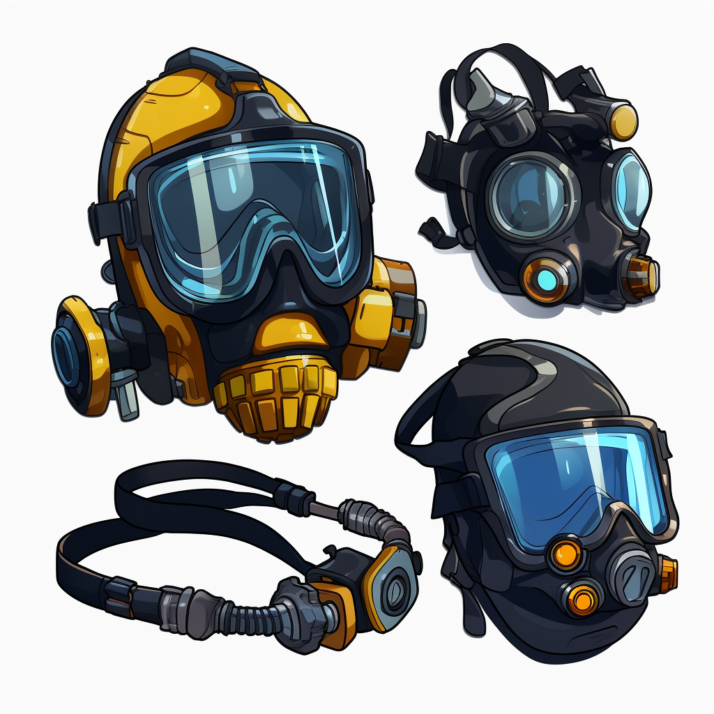 Cartoon scuba gear on transparent background