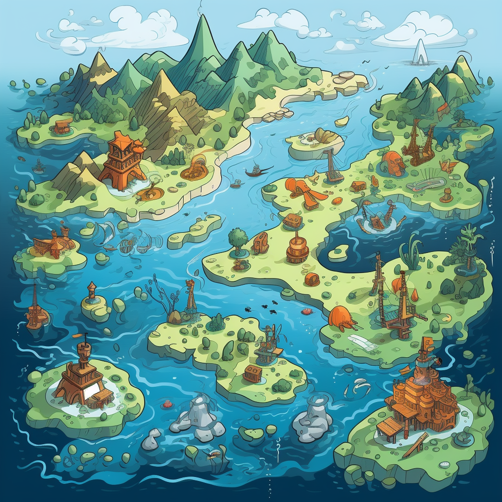 Fun cartoon sea map