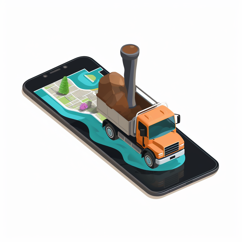 Cartoon sewer cleaner truck with map