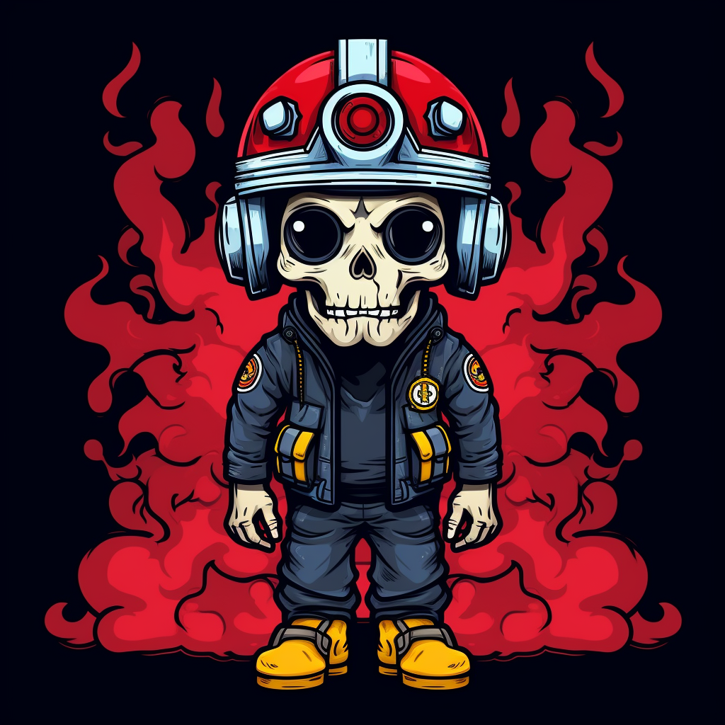 Cartoon skull firefighter illustration