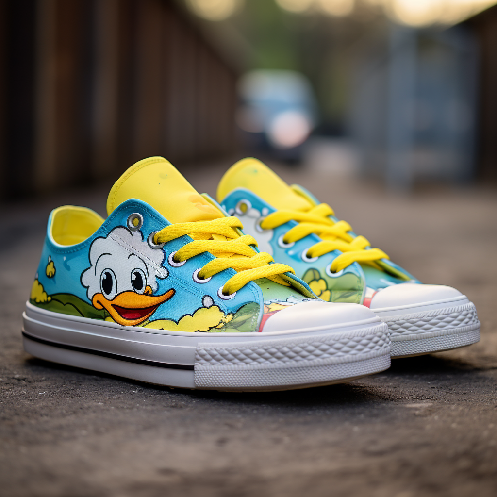 Cartoon sneakers with Tweety Bird painting