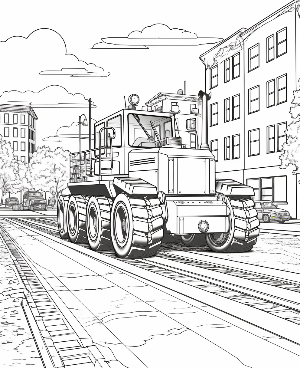 Cartoon street paver coloring page for construction fun