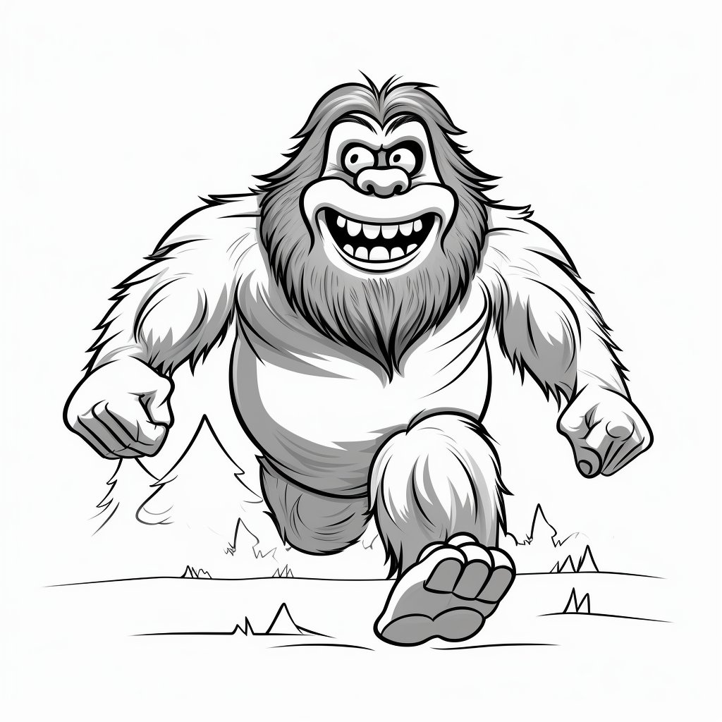 Simple Bigfoot outline in black and white