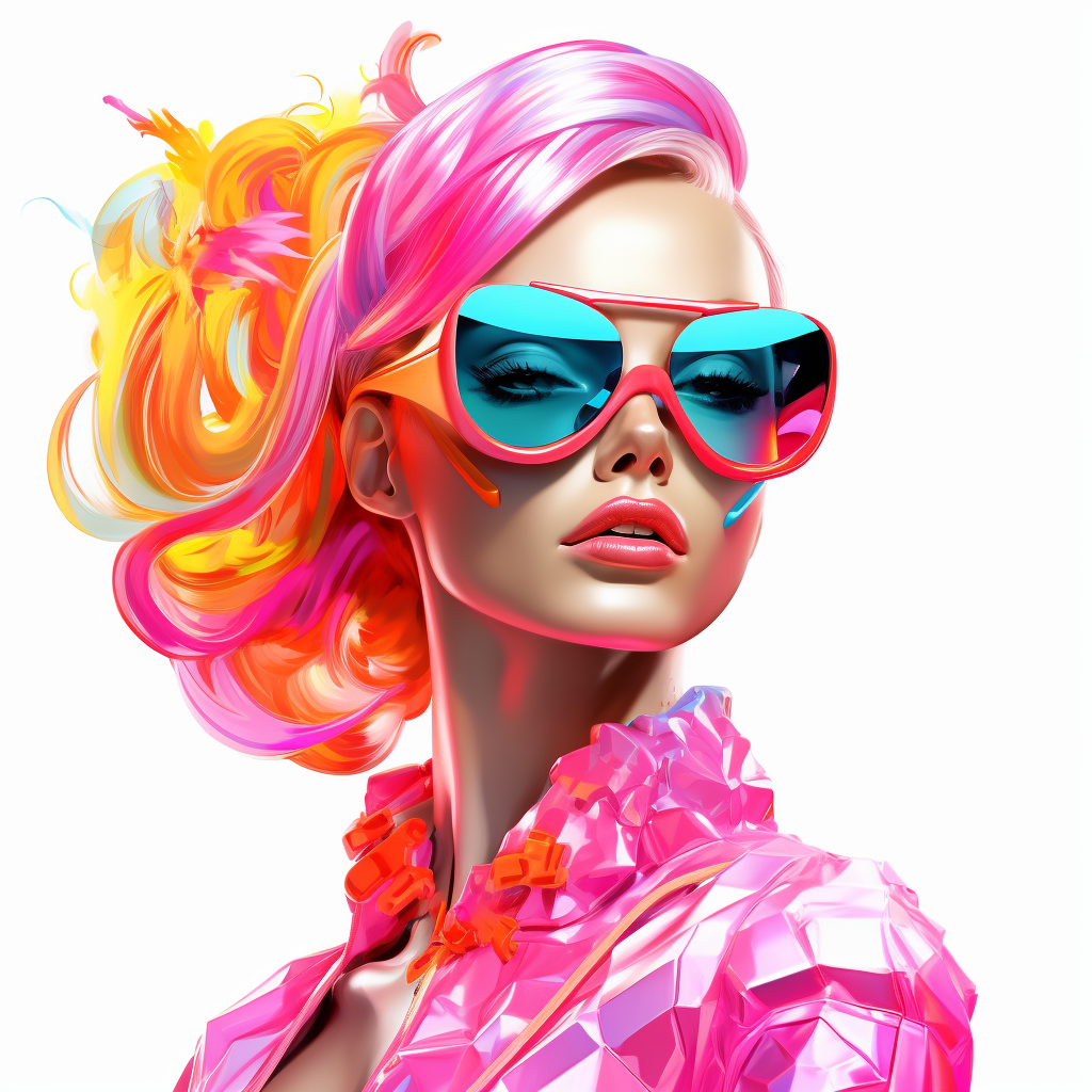 Fashion Barbie in Cartoon Style with Fluorescent Colors