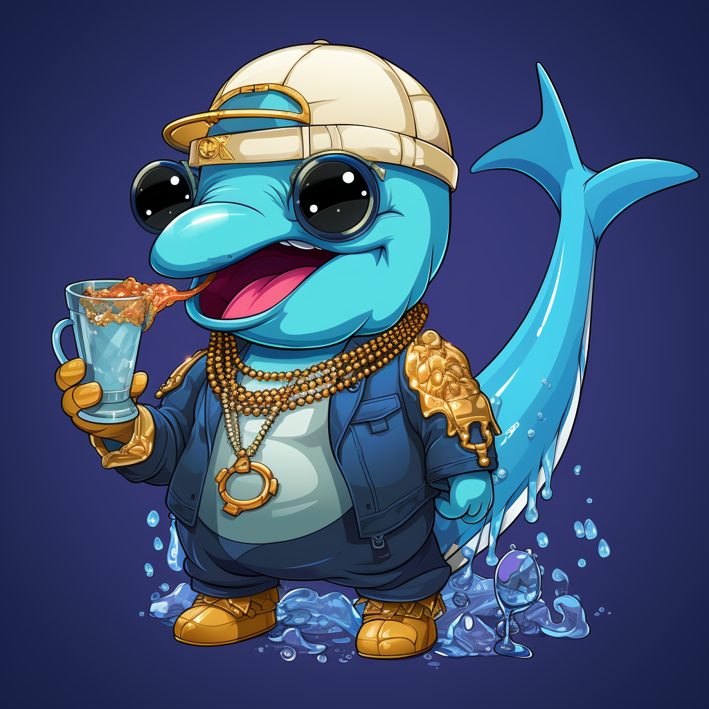 Cartoon rapper whale drinking water