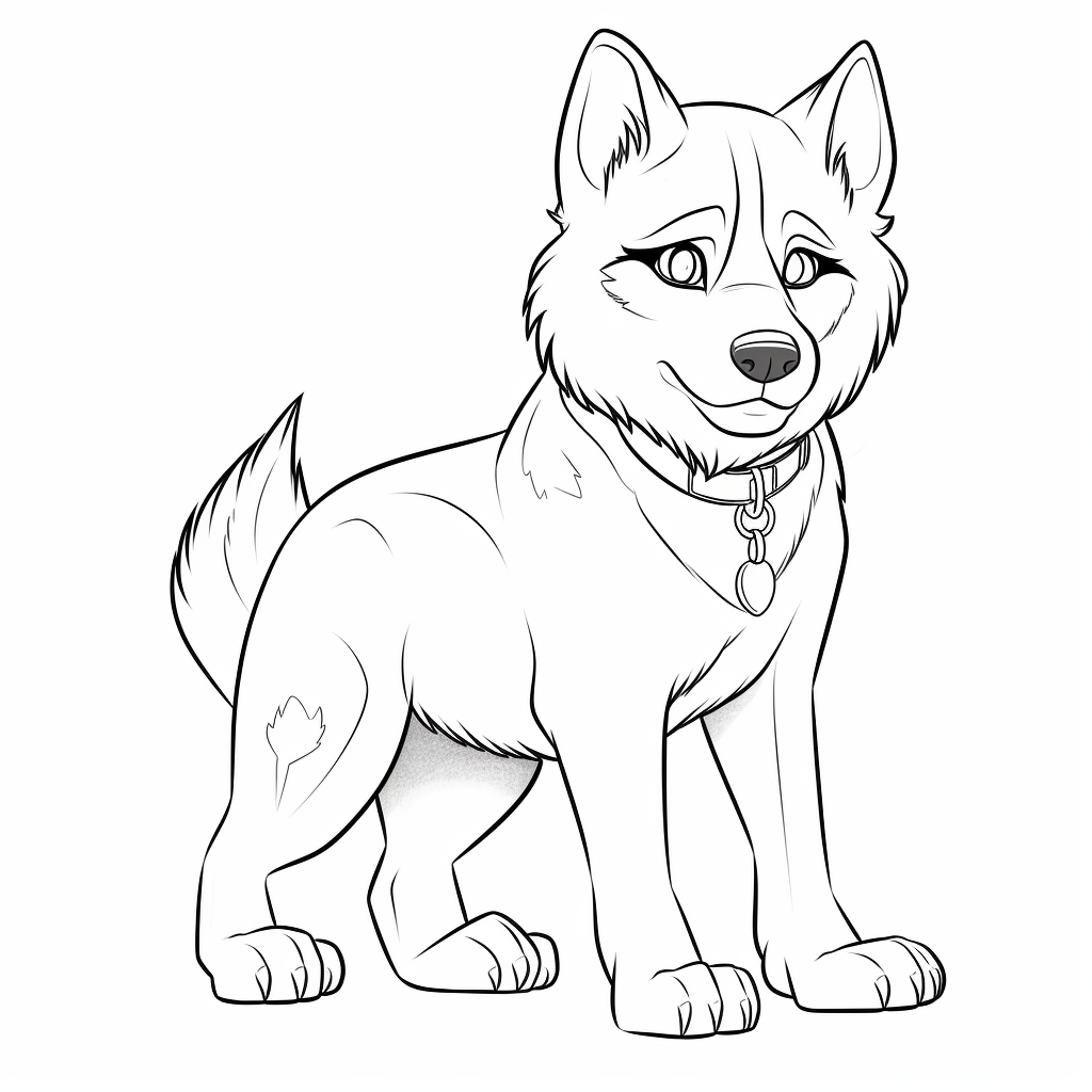 Cartoon siberian husky coloring page