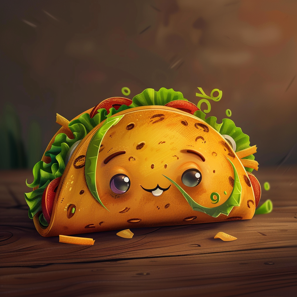 Cute Cartoon Taco Character Illustration